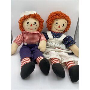 Vintage Raggedy Ann & Andy Rag Dolls ~ Handmade ~ 18" ~ 20"